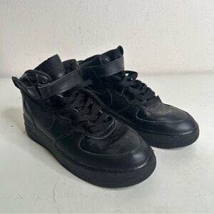 Nike Air Force 1 Triple Black Mid Youth Size 7Y/Women’s